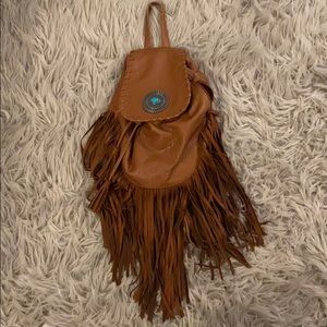 Faux Chestnut Brown Leather Festival Backpack